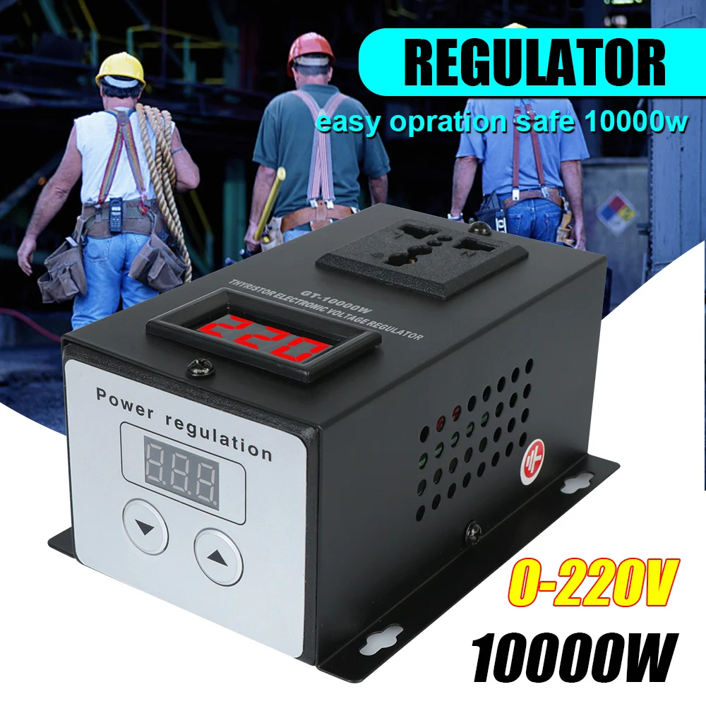 AC 220V 10000W SCR Electronic Voltage Regulator Controller EU Plug Dimming Dimmer Thermostat Temperature Speed Adjust