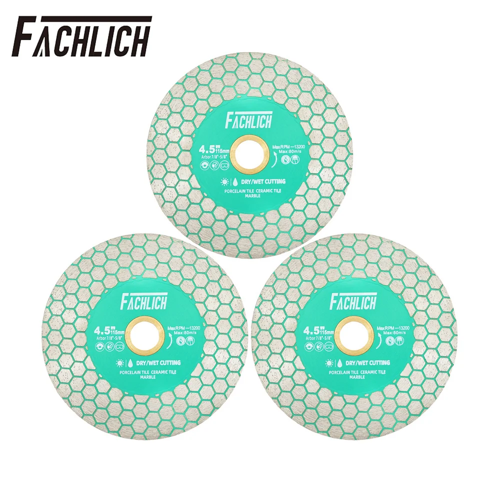 FACHLICH 1/3/5pcs Double Sided Diamond Cutting Disc Saw Blade Hex Segment Tile Ceramic Marble Grinding Wheel Granite Cut Plate