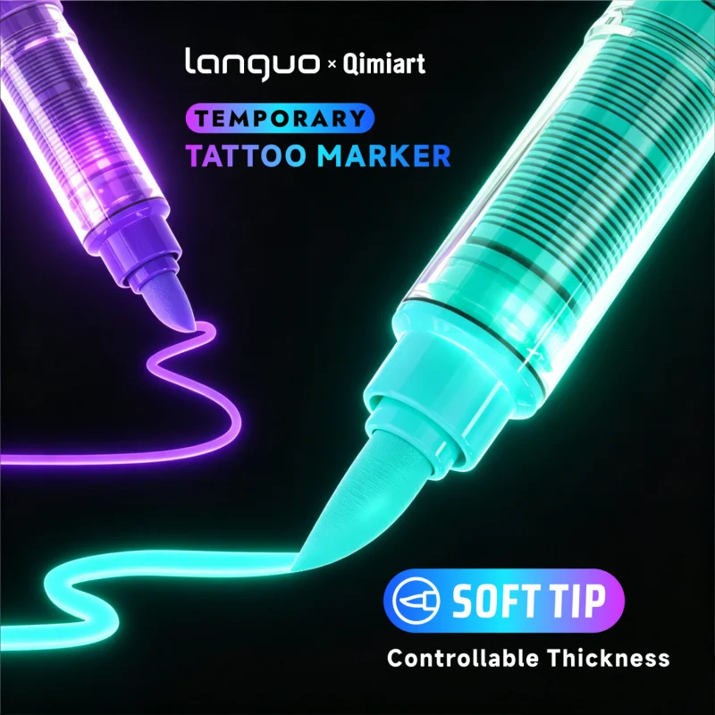 LANGUO 18 Colors UV Fluorescent Direct Liquid Markers Soft Tip Glow in Dark for DIY Graffiti Drawing Stationery School Supplies