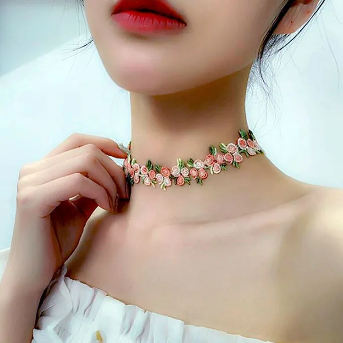 Handmade Lace Vintage Choker Necklace for Women Collar Torques Trendy Neck Jewelry Stretch Charm Gothic Color