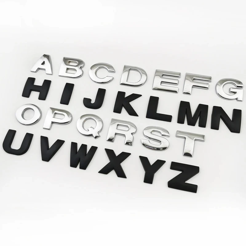 Letras e Emblema do Alfabeto do Carro, Letras Metal 3D, Números, Etiqueta Chrome, Etiqueta Automóvel, Logótipo Trunk, Audi, BMW, 45mm, 25mm