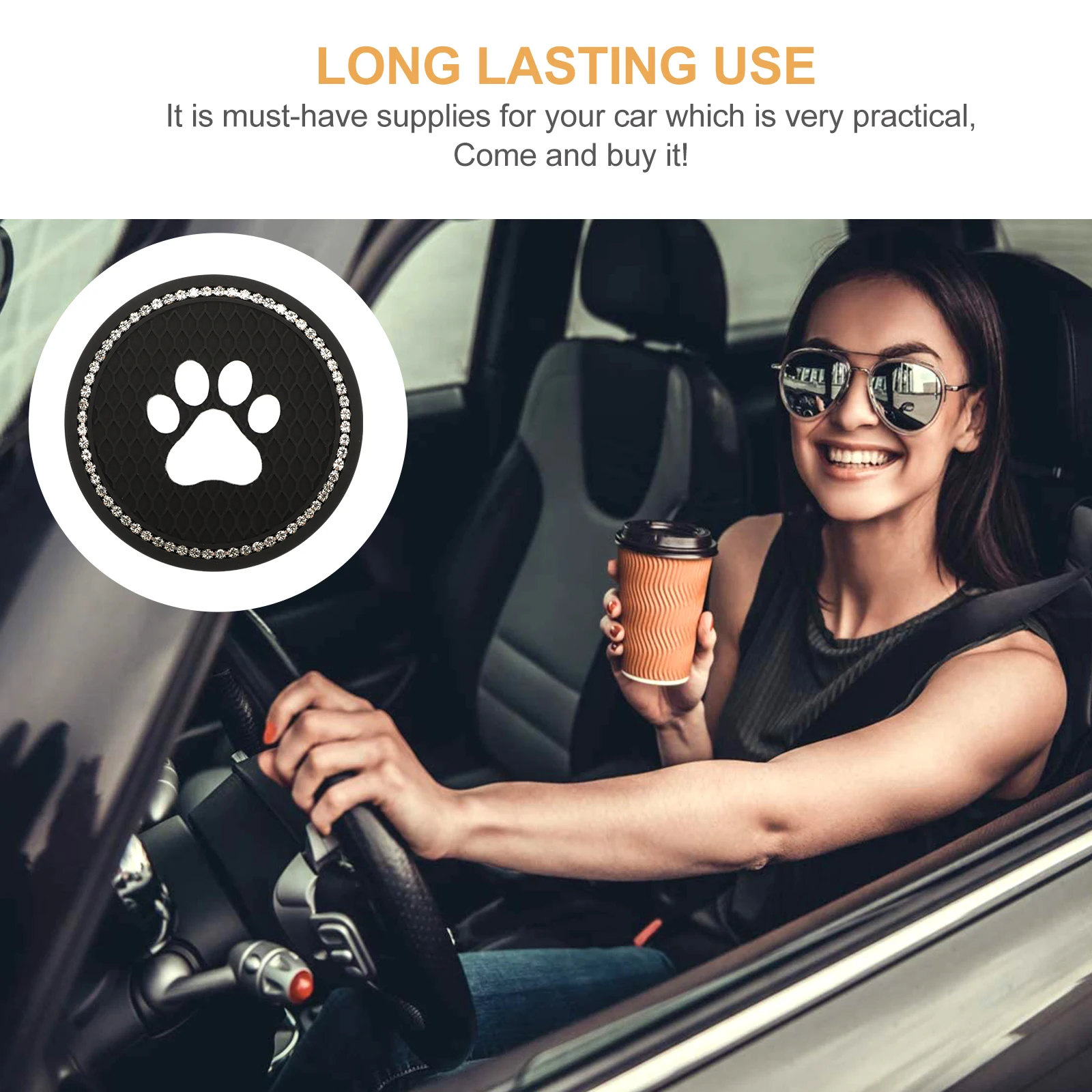 

2 pcs Cat Paw Coaster Car Pad Heat Insulating Diamond Pattern Cup Mat for Universal Holder Claw Design Car Coasters for Vehicle