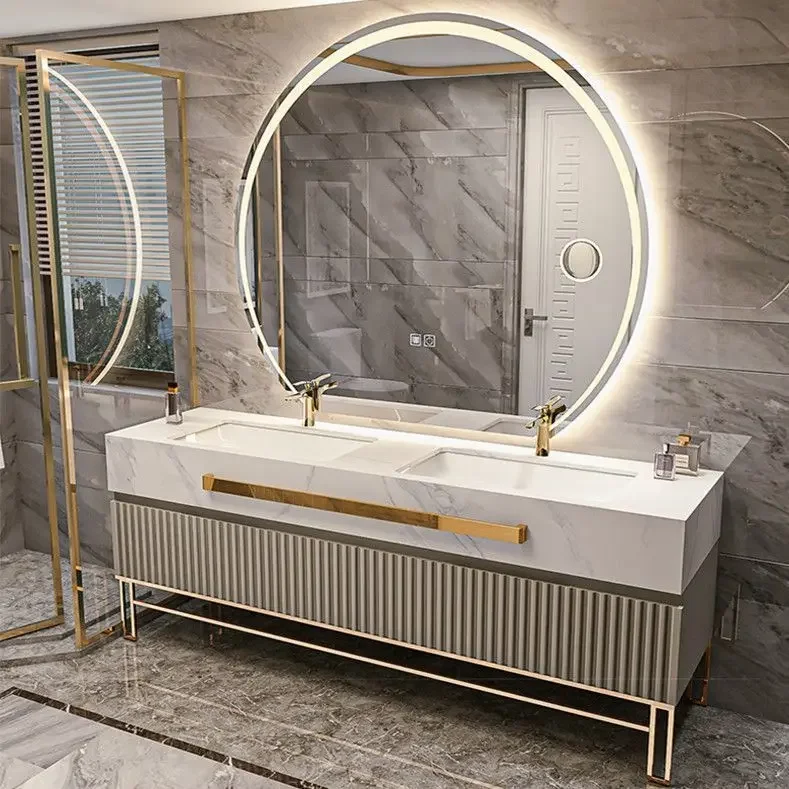 Modern Luxury Bathroom Cabinet with Combination Slate Basin Hotel Wall Mount Vanity Cabinet Bathroom Vanities Cabinets with Sink