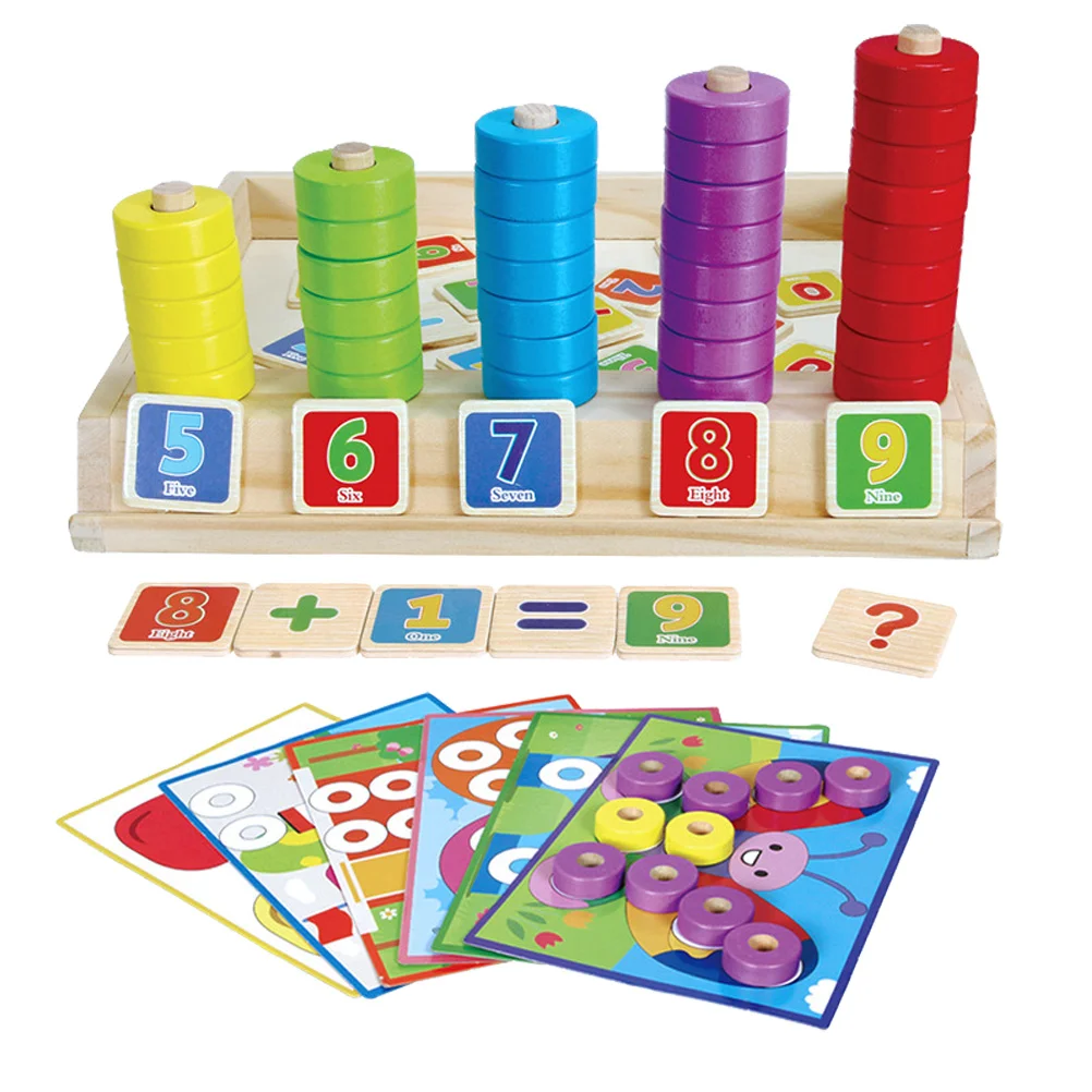Abacus เลขคณิตกล่องเด็กการเรียนรู้ของเล่นนับสามมิติการศึกษาสําหรับเด็กไม้การ์ดคณิตศาสตร์