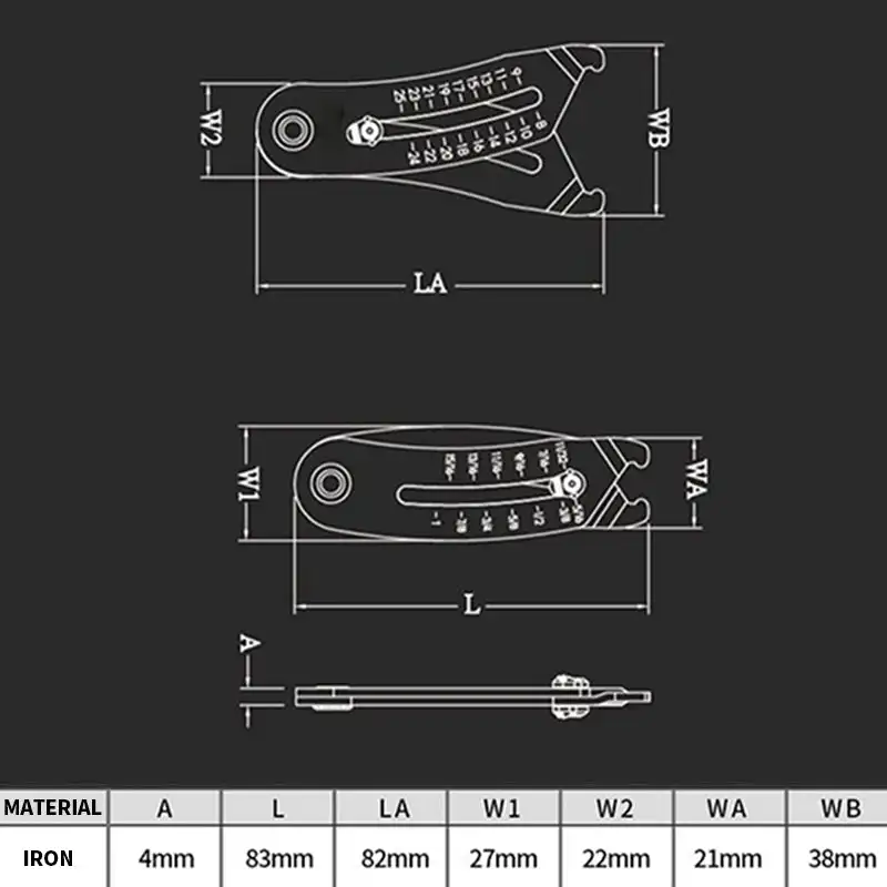 Portable Precise Thread Size Checker Keychain Caliper Gauge Metric Imperial Hexagon Nut Screw Thread Quick Manual Measuring Tool