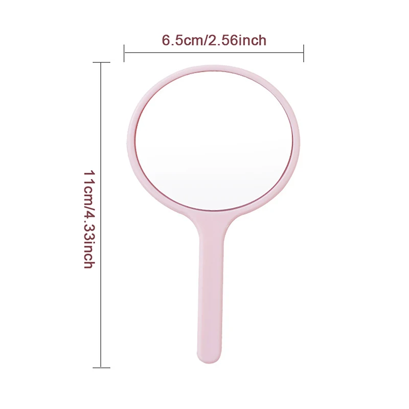 Durable Round Handheld Makeup Mirror – Portable, Anti-Slip Design with Handle for Personal and Home Use