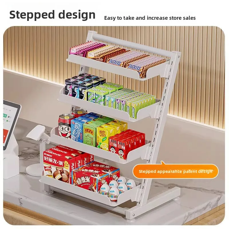 Adjustable Candy Organizer Shelf Metal Rustproof Retail Store Supermarket Convenience Store Coffee ShopStandwithSuction CupBase