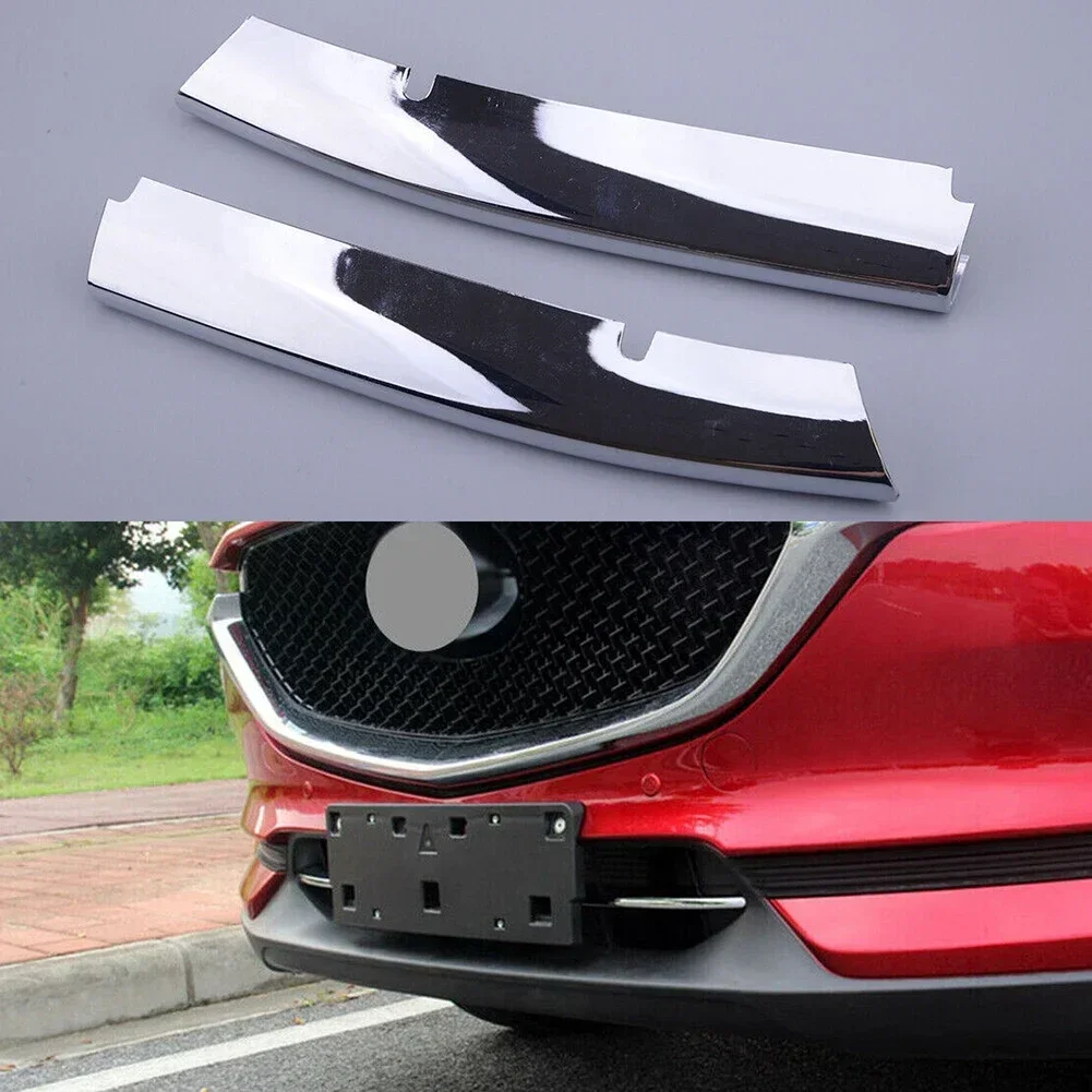 Car Decor Grille Trim Replacement 2pcs/Set ABS Car Accessories Chrome Front Bumper Lower Pair Of For Mazda CX-5