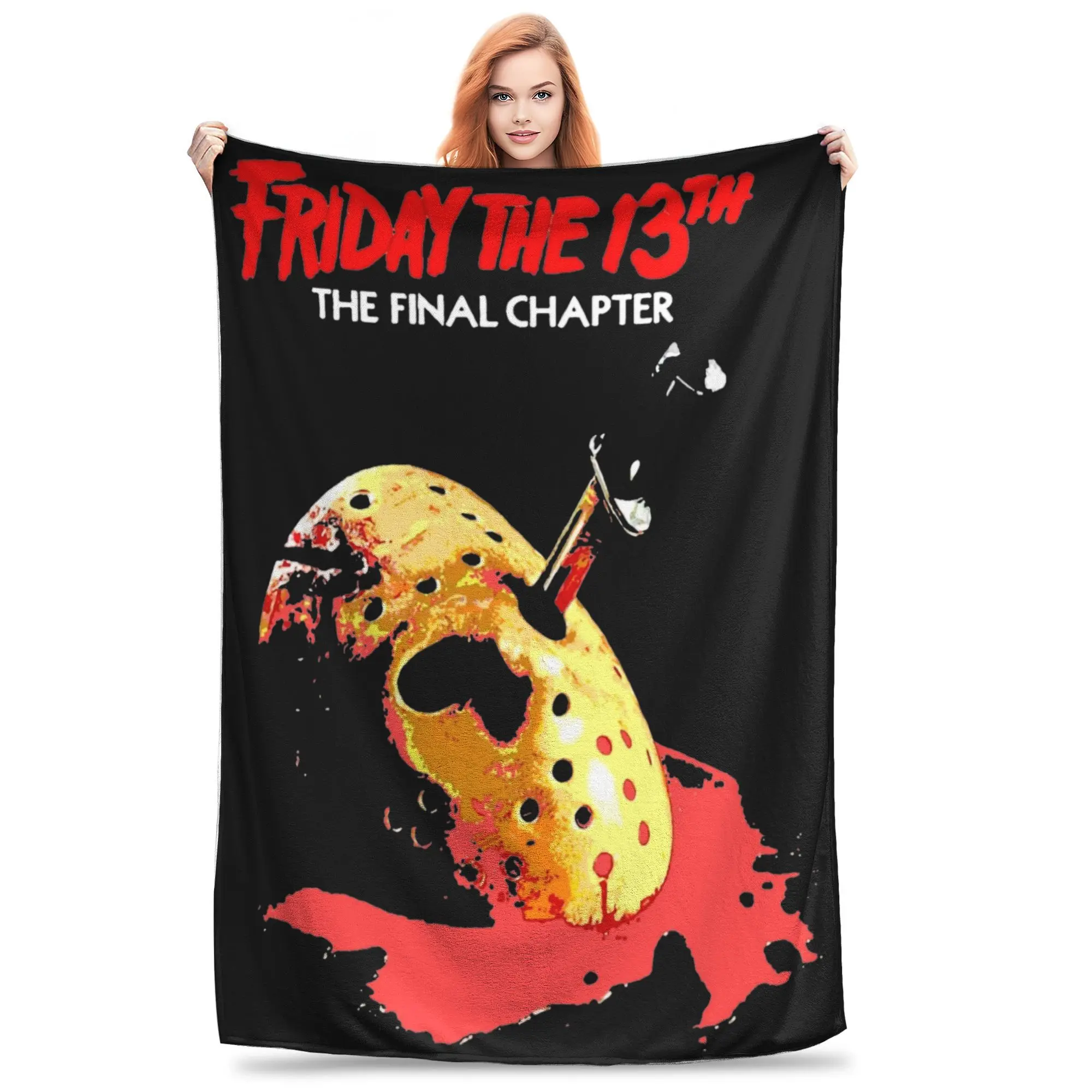 Super Soft Friday 13th Jason Voorhees  Throw Blanket Premium Fleece Flannel Lightweight Halloween Bed Blanket Cozy Plush Blanket