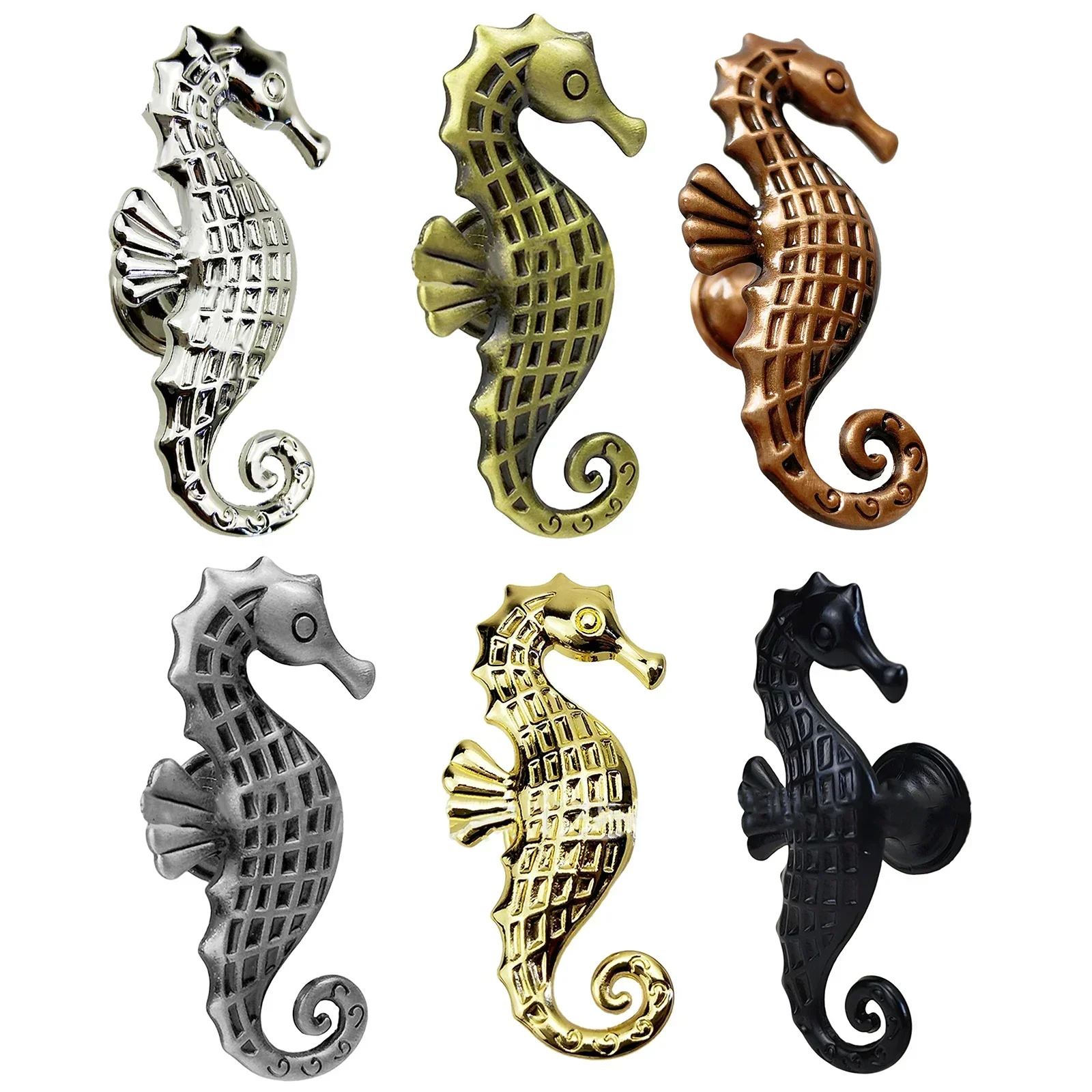 1pc Vintage Seahorse Handle Pull Knob Furniture Door Handles Cupboard Cabinet Knobs Kitchen Drawer Pull Handles Home Decoration