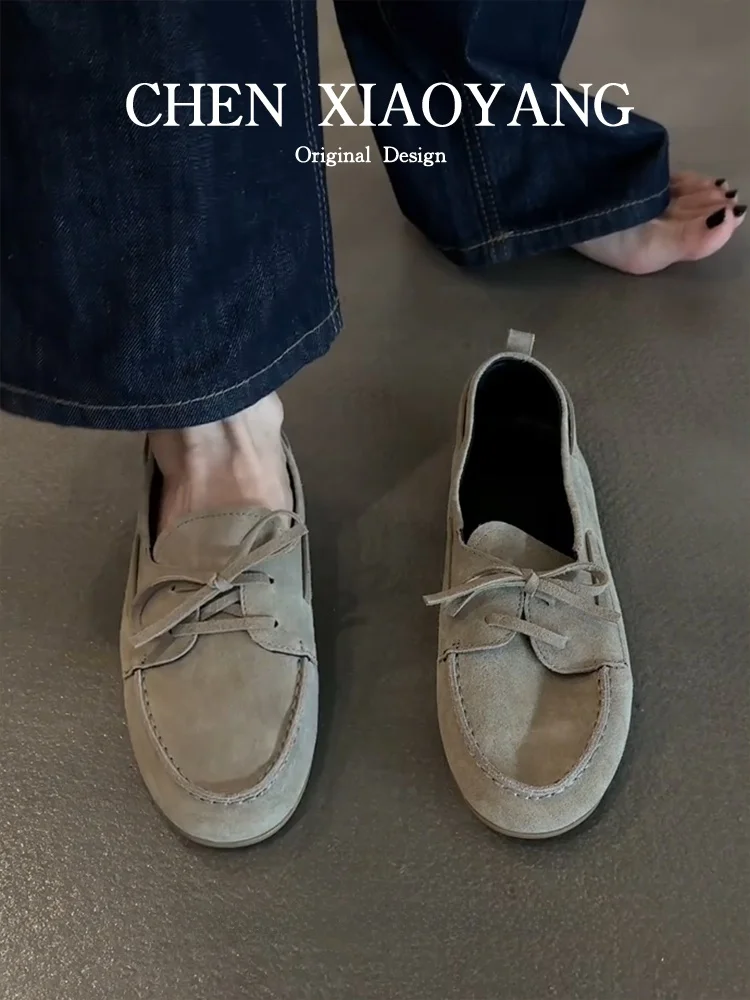 soft-bot-loers-women's-round-toe-slip-on-bean-bean-oes-versatile-flats-retro-sle-leather-version-lazy-person's-oes