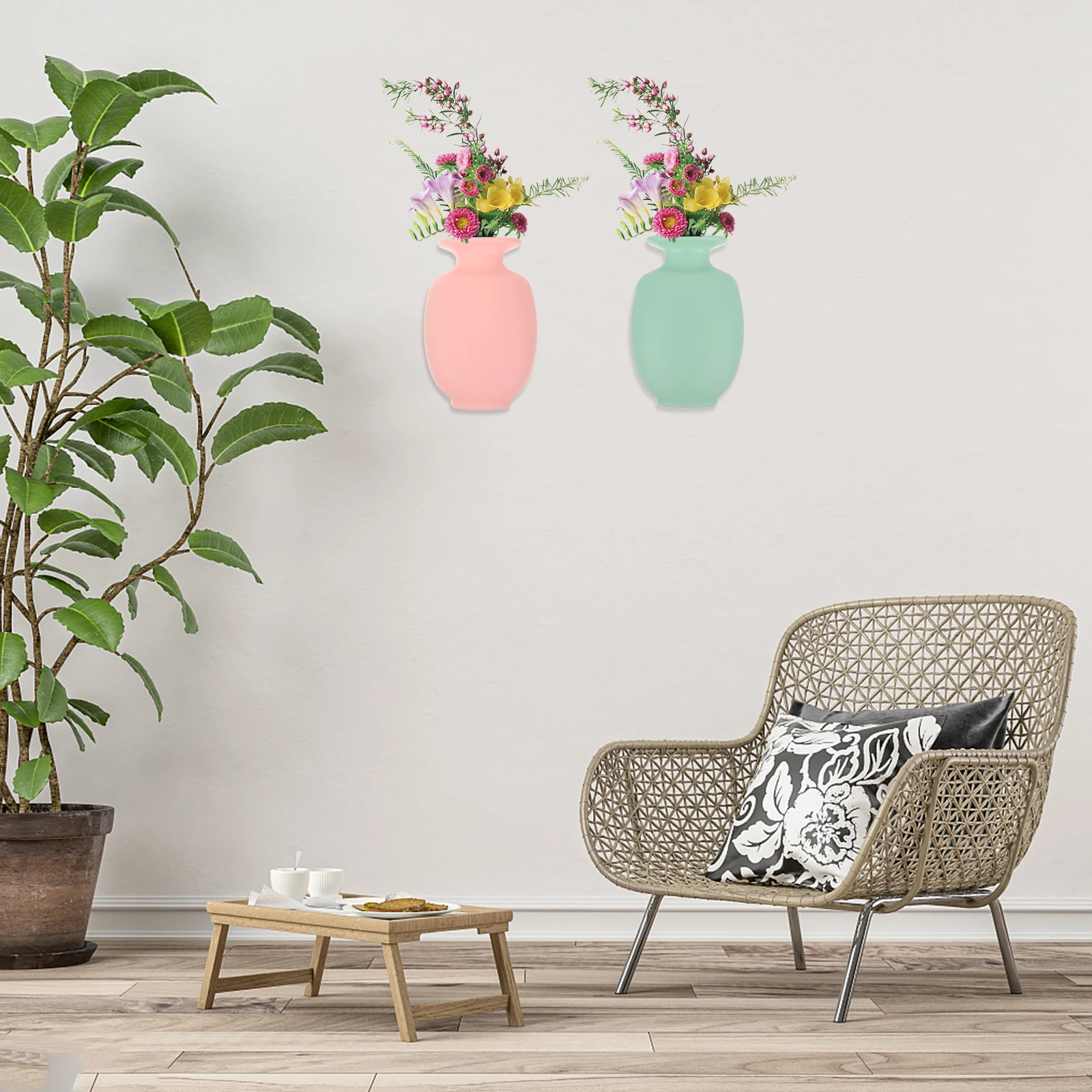 

2pcs Wall-Mounted Vase Small Flower Pot For Home Decor Living Room Bedroom Porch Punch Pot Plant Container Flowers Storage