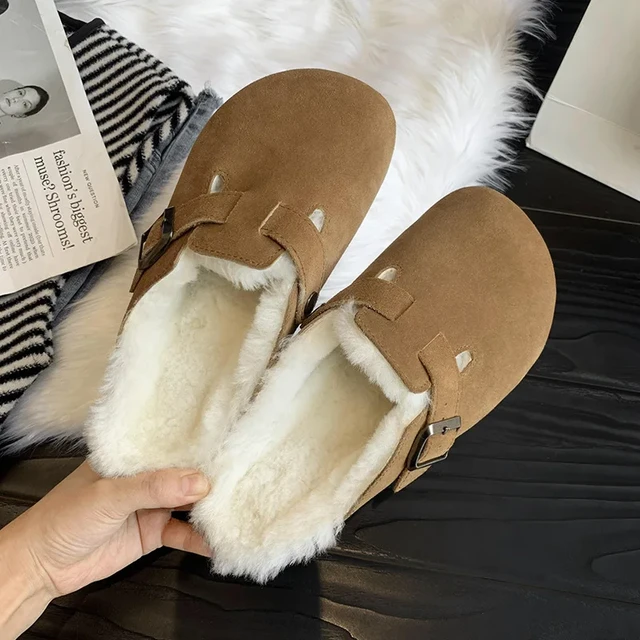 Shoes Home Cork Slippers Women Women Fashion Cork Slippers Birkenstock Boston Fur Women s Slippers Aliexpress