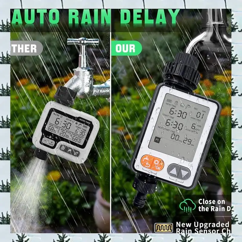 

ABLG Programmable 10-Zone Sprinkler Timer, Digital Hose Water System, IPX5 Waterproof For Drip Irrigation