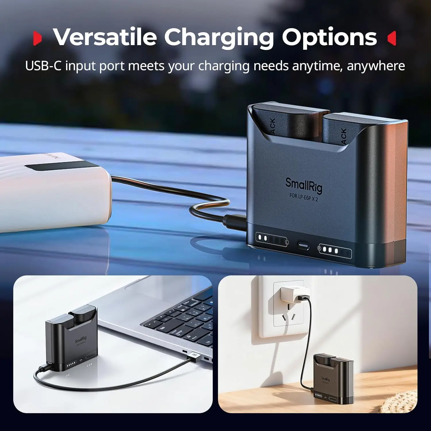 SmallRig LP-E6P LP-E6NH LP-E6N LP-E6 2h Dual Slot Camera Battery Charger for Canon EOS R6 Mark III R5 Mark II R7 5D Mark II view 6