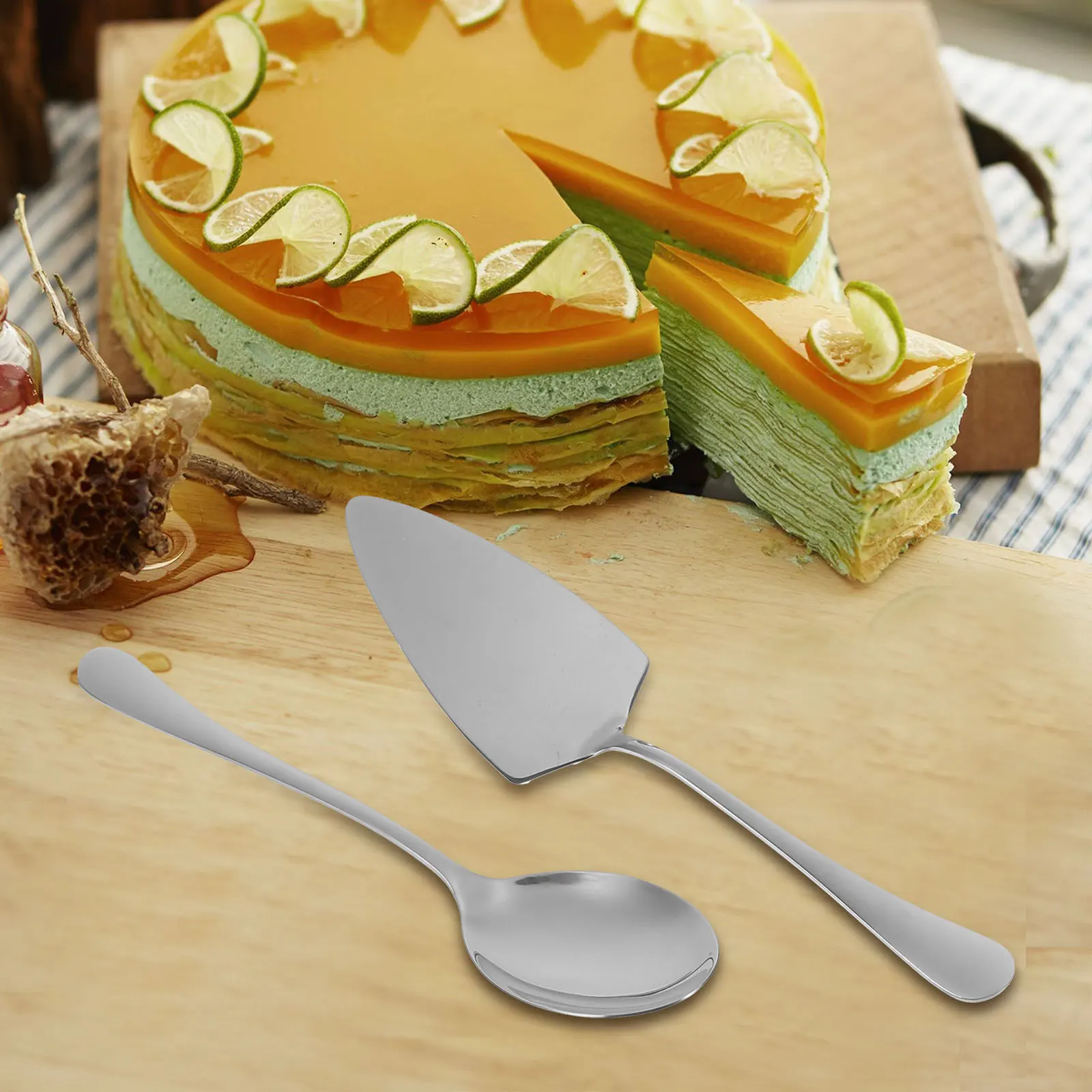 

Cake Knife Set Slotted Spoons for Serving Server Spatula Utensils Stainless Steel