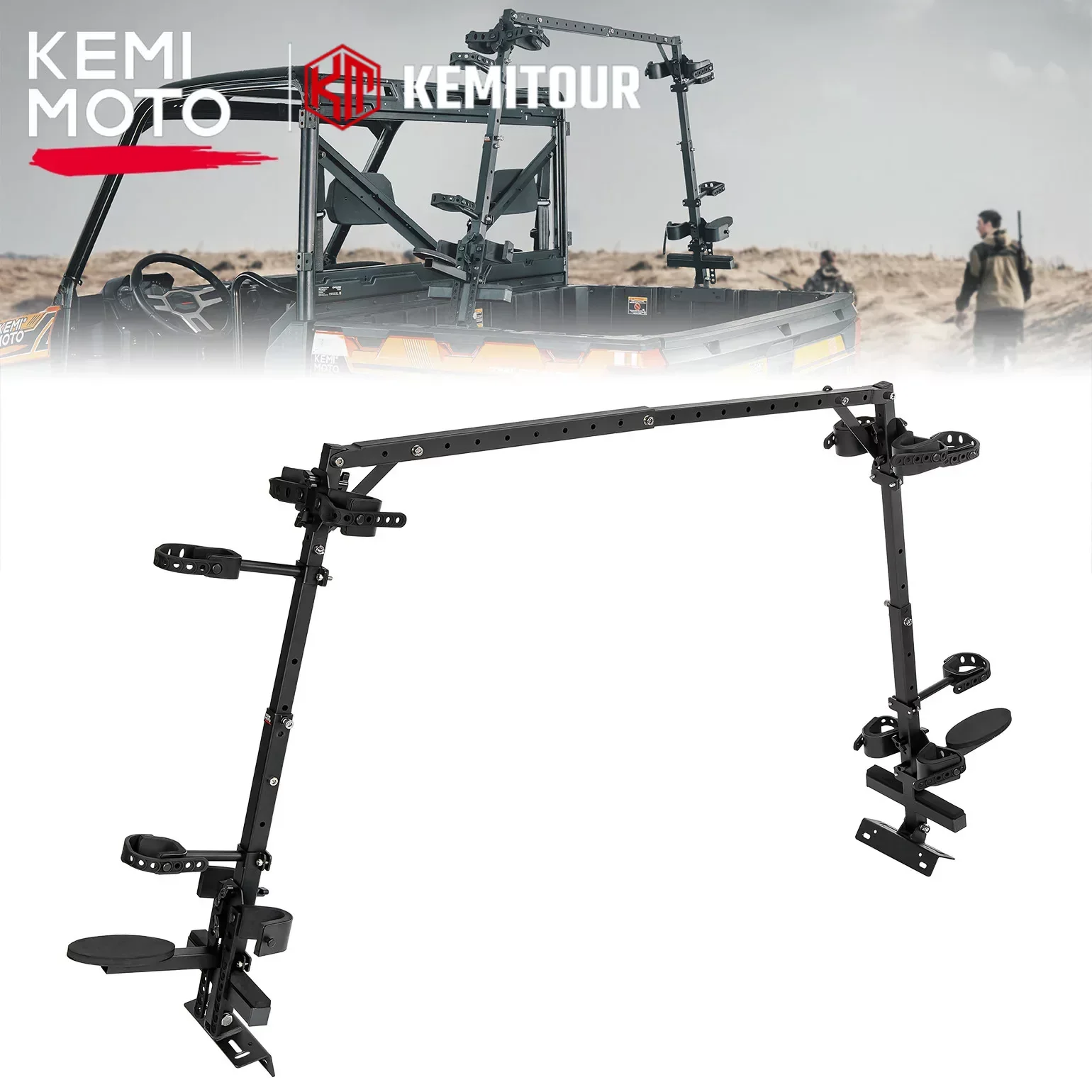 

KEMIMOTO Sporting Clays Gun Holder Compatible with Polaris Ranger 570 General 1000 Pioneer 1000 Universal UTV Bed Double Mount