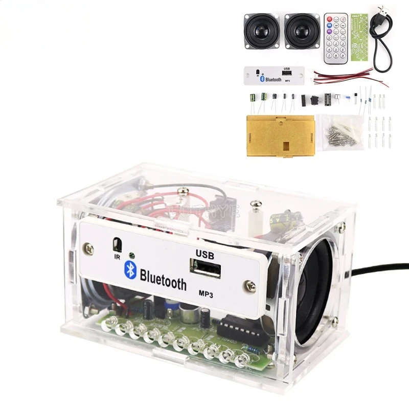 bluetooth-ミニスピーカー作成キット-3w-2-アンプオーディオ-diy-電子キット-2-チャンネル-led-音声起動スペクトル-リモコン付き