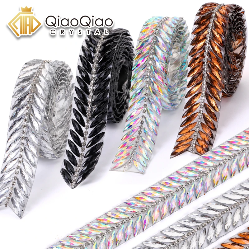 QIAO 22mm Hotfix żywica Rhinestone wstążka diament żelazko na kryształowej rolce brokatowy diamentowy pasek Bling dla majsterkowiczów rzemiosło artystyczne