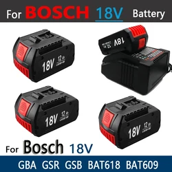 18V Battery 6.0Ah for Bosch Electric Drill 18V Rechargeable Li-ion Battery BAT609, BAT609G, BAT618, BAT618G, BAT614 + 1Charger