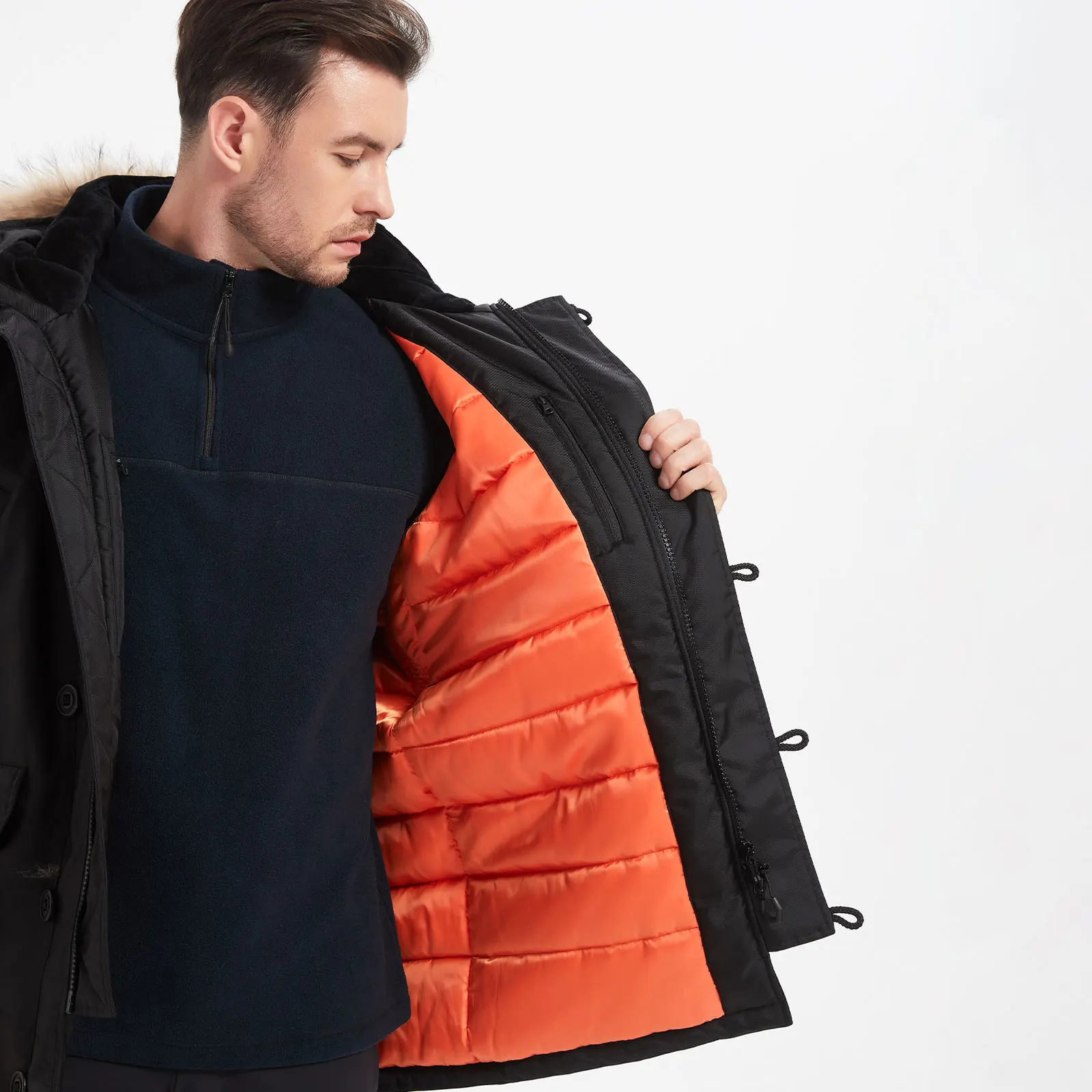 MAUHUSO-abrigos largos de invierno para hombre, cortavientos cálido con capucha hinchada, chaquetas gruesas aisladas con capucha Primaloft