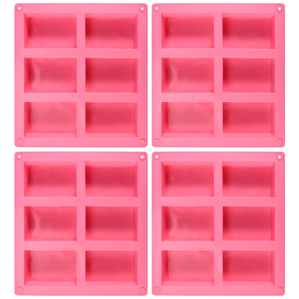 4 Pack Silicone Soap Molds - 6 Cavity Rectangle DIY Soap Molds For Cake, Cupcake, Muffin, Coffee Cake, Pudding and Soap