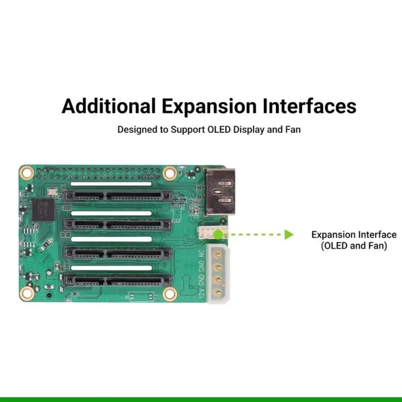 U55C Storage Expansion Board For Development Boards Featuring 5 Drive Slots And External Power Input Supporting Up To 100TB