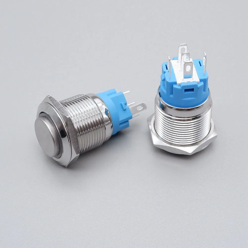 20pcs 16mm 19mm 22mm Metal Push Button Switch LED Light Waterproof Momentary Latching 12V Car Engine Power Switch 24V 220V Blue