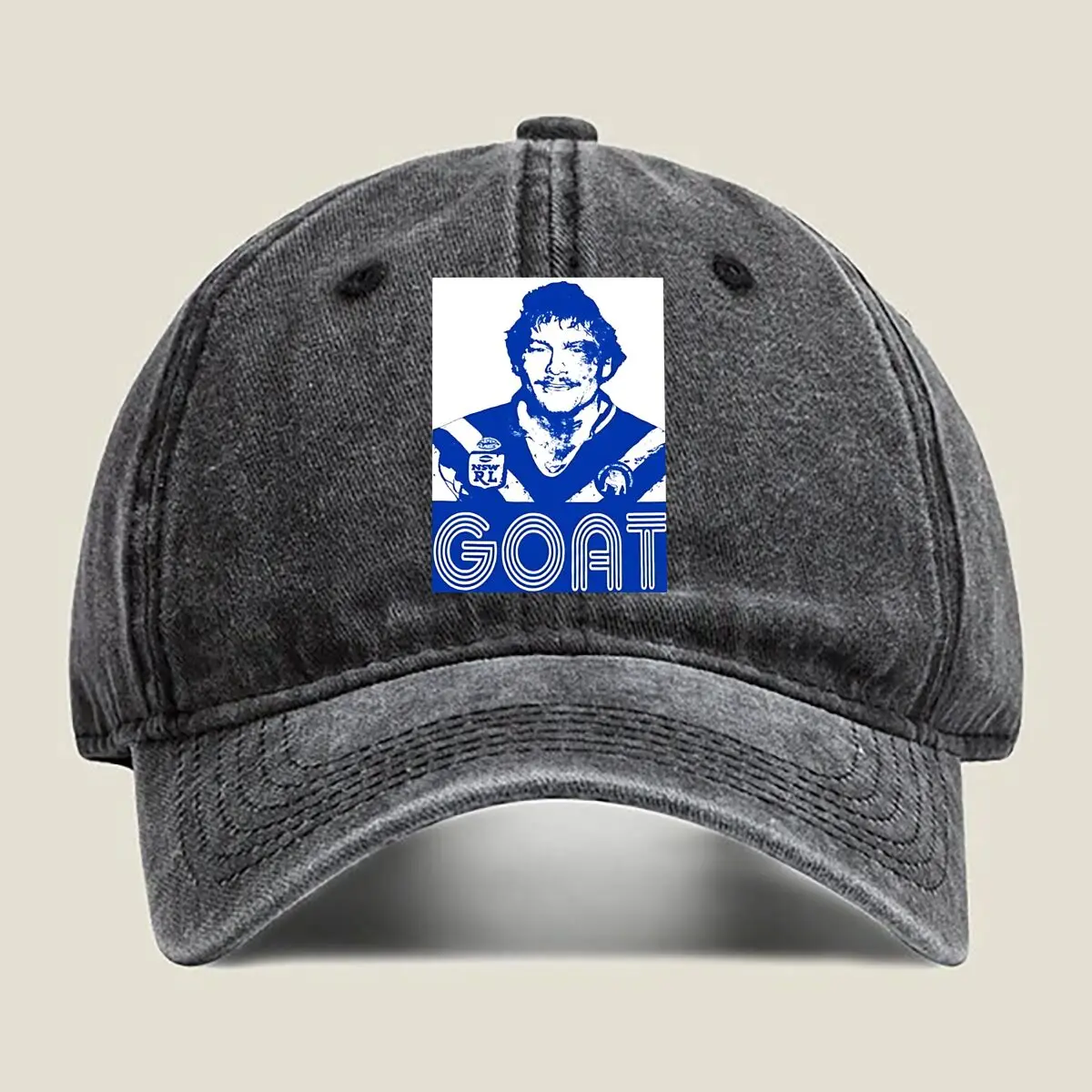 

Goat Text - Bold, Sports - Inspired Tribute Design Washed Baseball Cap