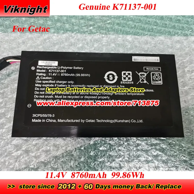 

Genuine K71137-001 Battery 11.4V 8760mAh 99.86Wh for Getac 3ICP5/55/76-3 Battery