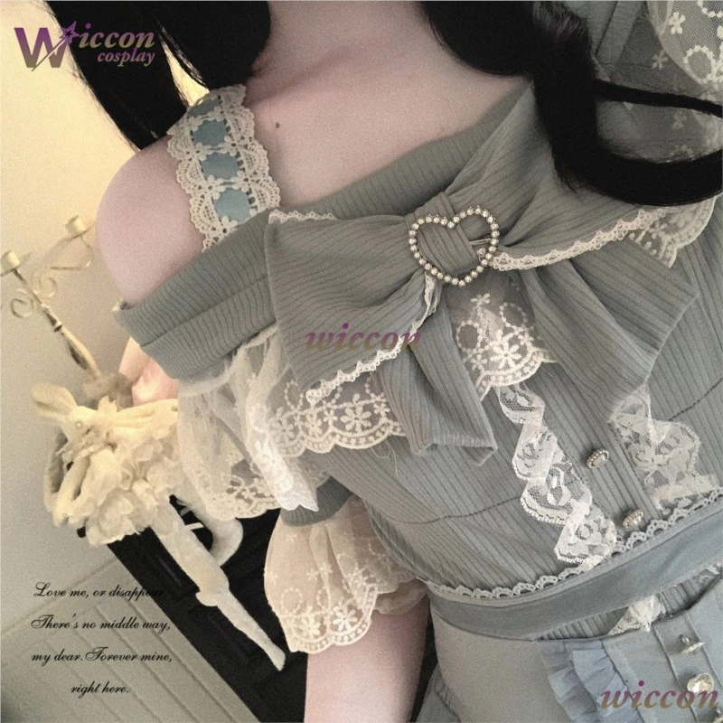 Anime Women Casual Daily Wear Sheer Lace Off Shoulder Blouse Top - Lolita Jirai Kei Style Halloween Christmas Costume view 5
