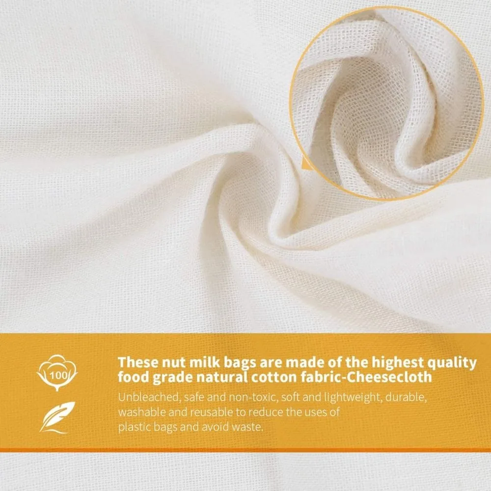Reusable Cheese Cloth Cheesecloth Bags for Straining Nut Milk Bags Cold Brew Bags Tea Yogurt Coffee Filter Strainers Bag