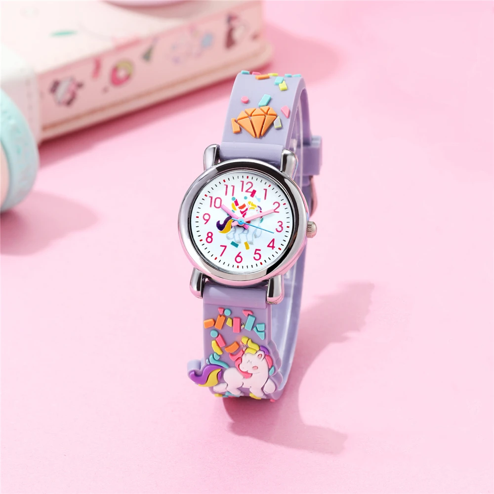 Cute unicorn pattern silicone band Children\'s cartoon watch