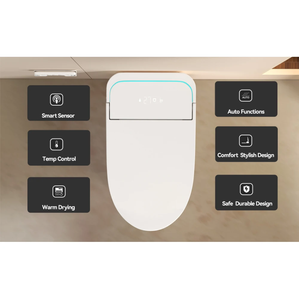 Unique Smart Toile, One Piece Toilet with Bidet Built In,Intelligent Toilet Auto Open/Close Seat. Bidet toilet with Dryer and Warm Water.Gray