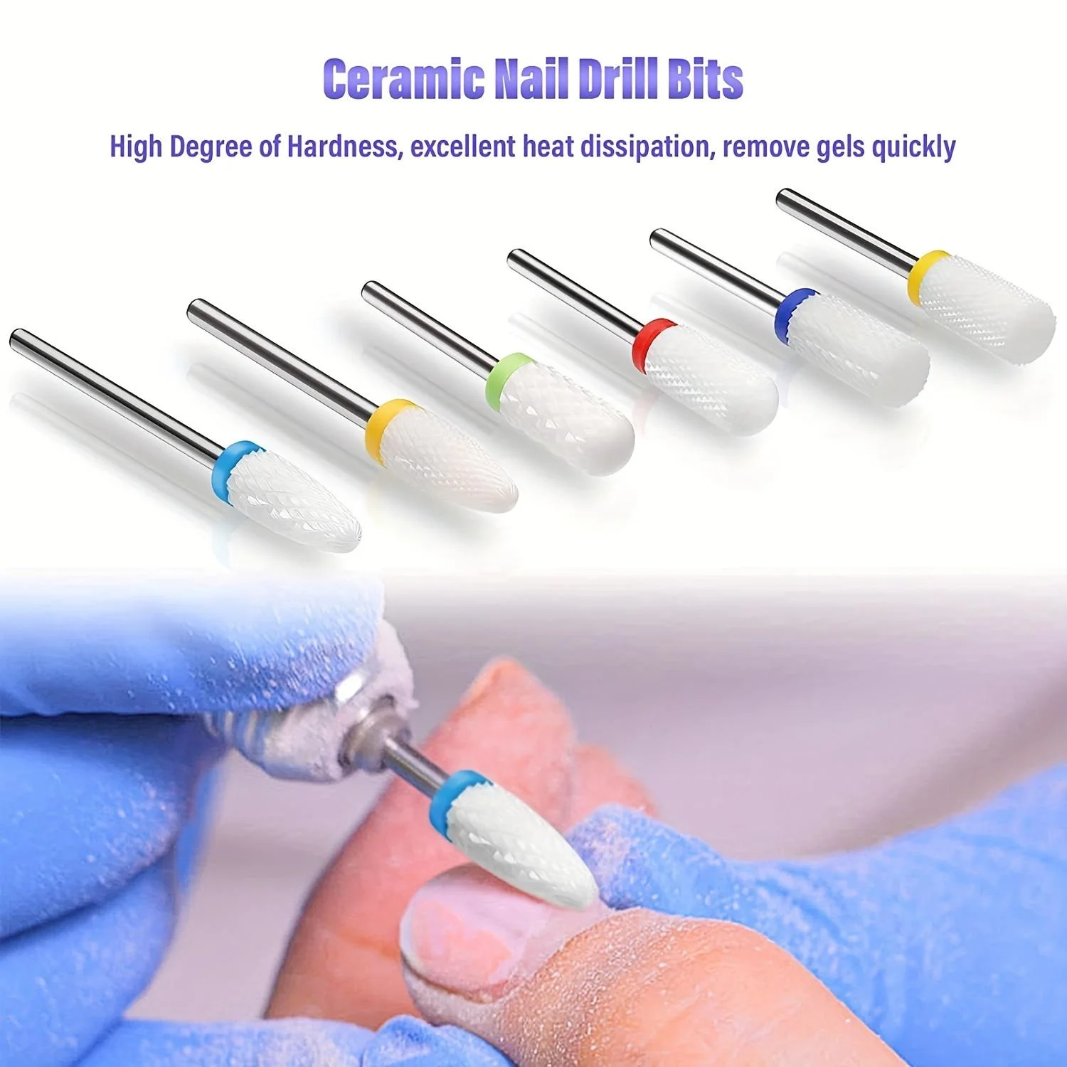 10 Sätze elektrischer Bohrer für Nagelpolierer, 3/32 Zoll professionelle Keramik-Diamant-Nagelbohrer, Nagelkunstwerkzeuge