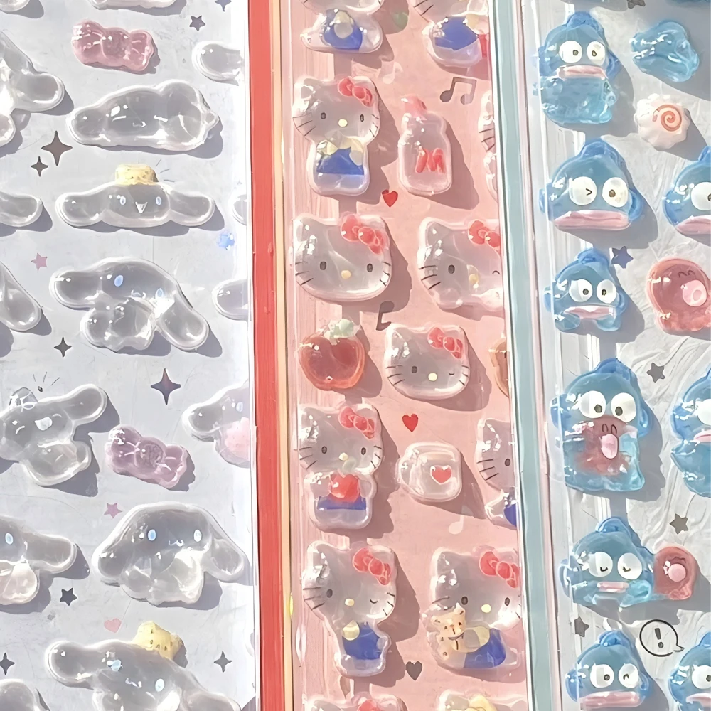 1 pçs bonito sanrio dos desenhos animados bolha adesivos kawaii tridimensional inchado adesivo diy mala portátil telefone decalques crianças brinquedo presente