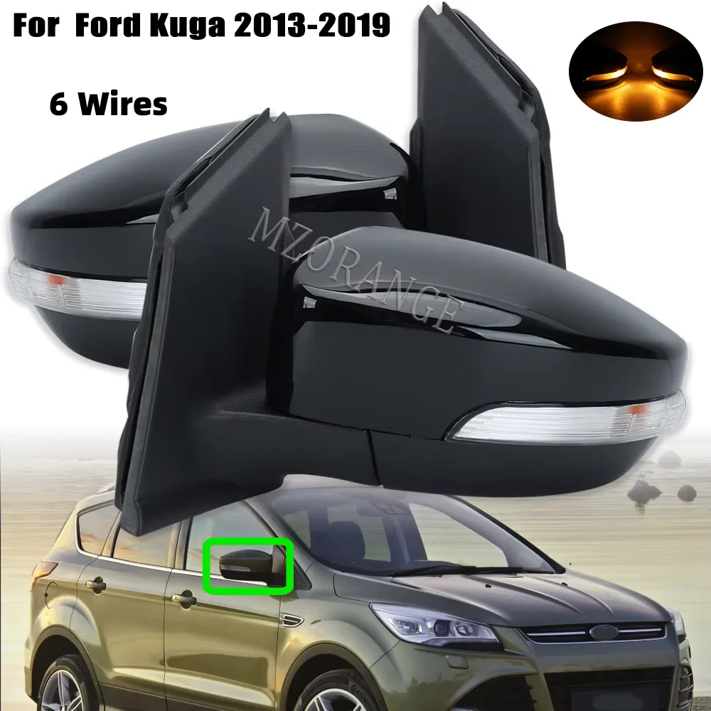 

Heated 6 Pin Mirror Assembly for Ford Escape/Kuga 2013 -2019 Black Electric Side Mirrors Fit Replace With Turn Signal Lamp Parts