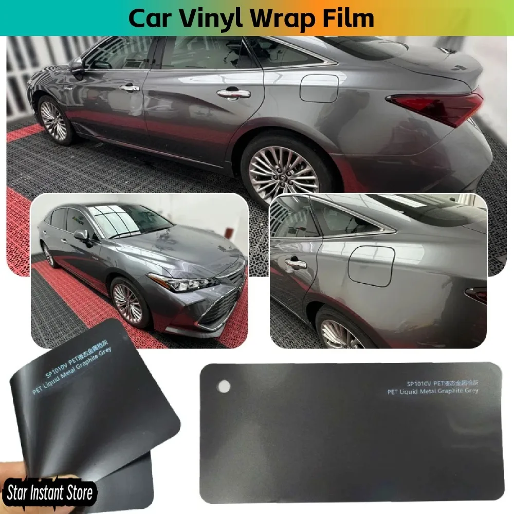 

Liquid Metal Graphite Gun Grey Ash Vinyl Wrap 1.52x17m, Air Bubble Free Car Film, Silver Color PPF Wrap Series
