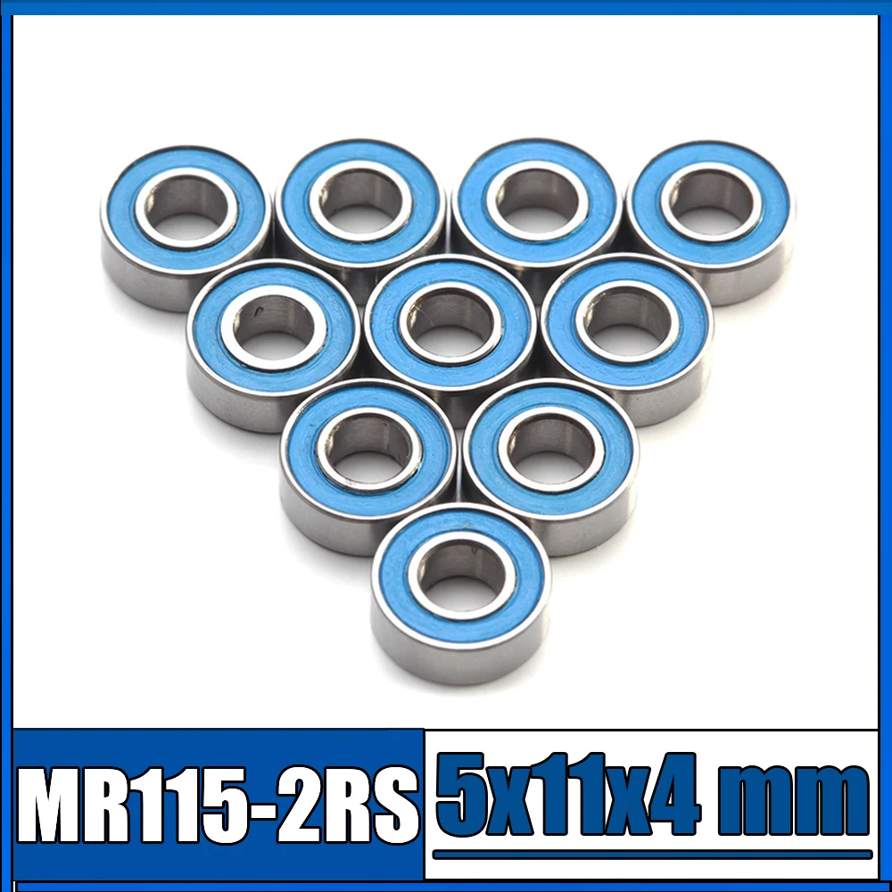 MR115RS Bearing ABEC-3 (10PCS) 5X11X4 mm Miniature MR115-2RS Ball Bearings Blue Sealed MR115 2RS Bearing