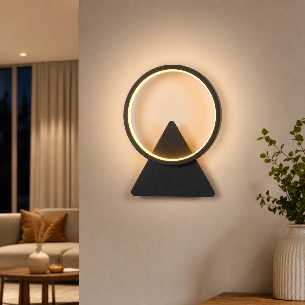 8W Moderne Kreisförmige Halo LED-Wandleuchte Warmweiß Innen-Wandlampe für Zuhause Schlafzimmer Wohnzimmer Flur Treppenhaus Dekoration