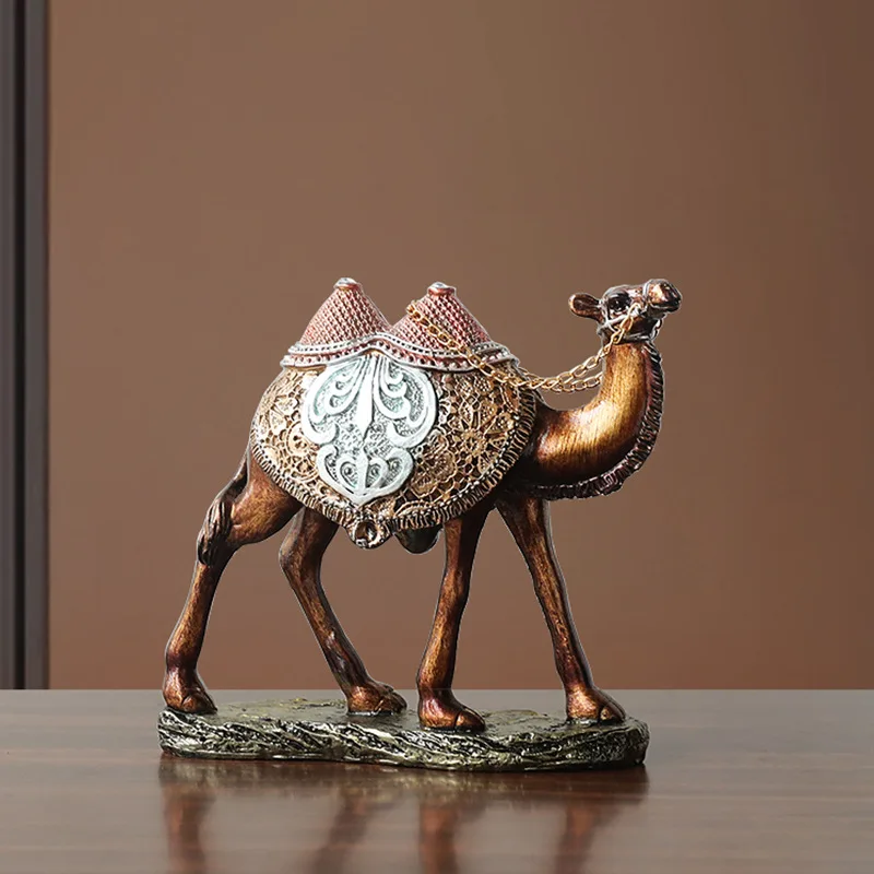 

Статуэтка верблюда с золотыми акцентами, из смолы, в китайском стиле, роскошное украшение для офисного стола, подарок для успеха в бизнесе