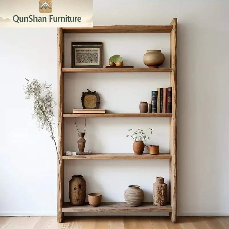 

# Solid Wood 5-Shelf Living Room Furniture Retro Creative Bookshelf Home Study
