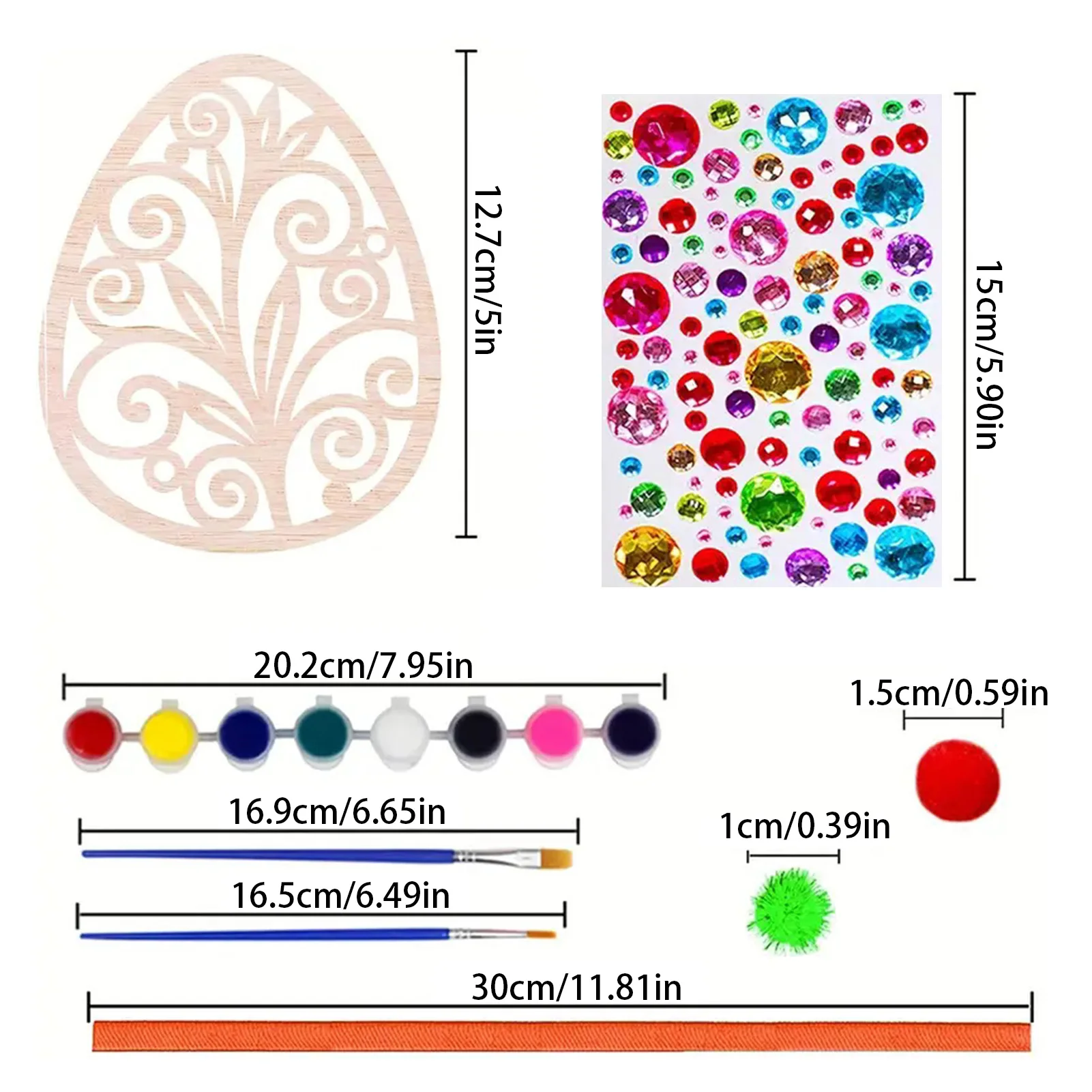 Easter Egg Painting Kit Ornament with Artificial Rhinestone Stickers Paint Brushes Suitable for Spring Classroom Home