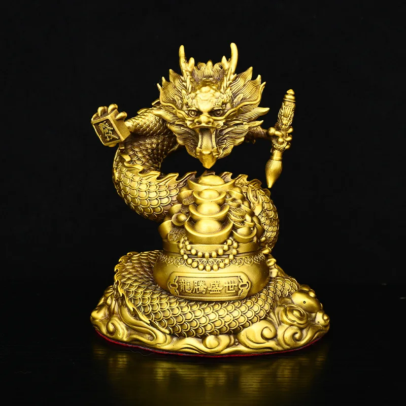 Auspicious Ascending in Clouds, Brass Ornament, Dragon Soaring Across the Sea, Craft, Home Living Room Decoration, De