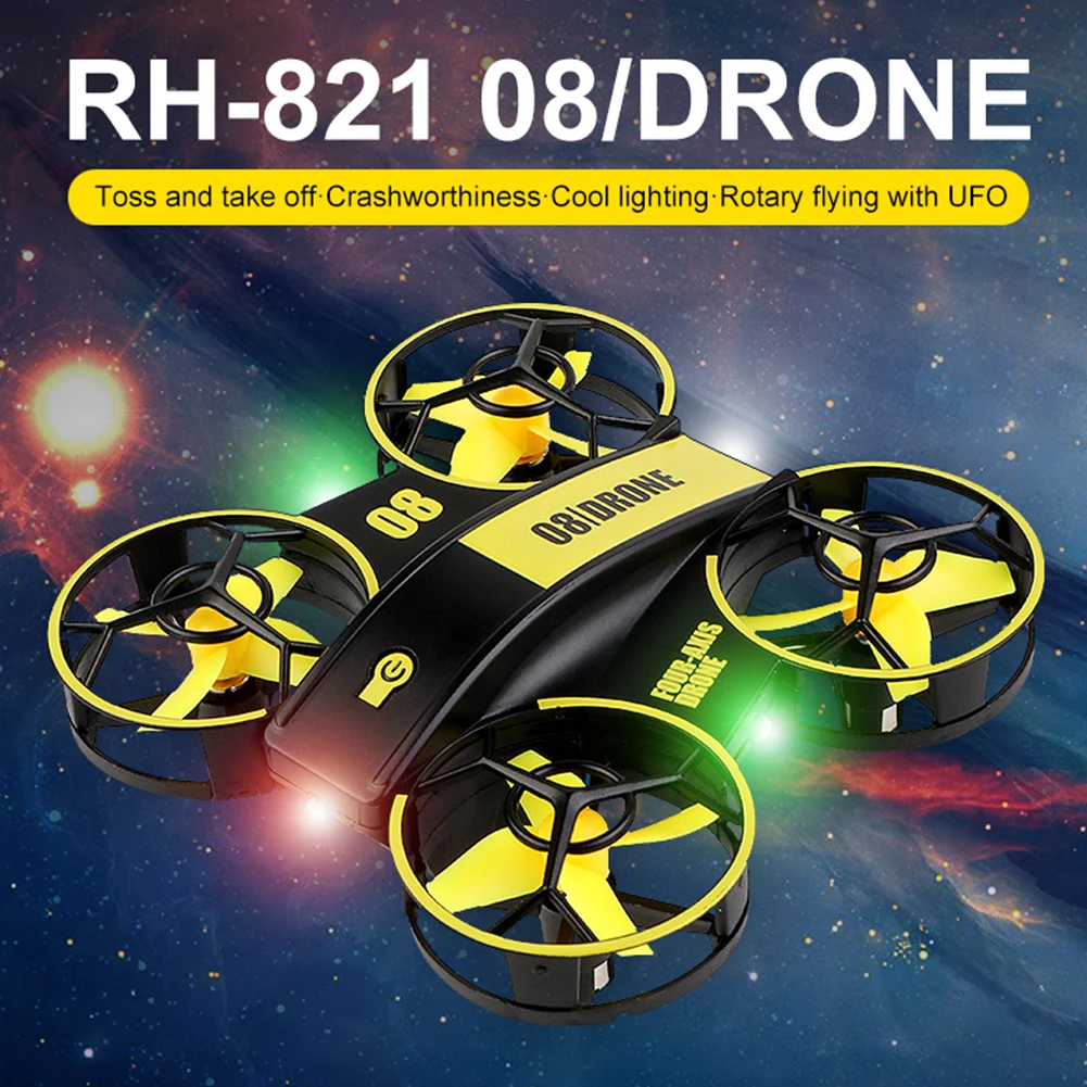 RH821 Flip Mini RC 3D Flip 4KHD Drone Helicopter Altitude Hold 2.4G 4 Axis Remote Control Quadcopter Kids Toy UAV With Lights