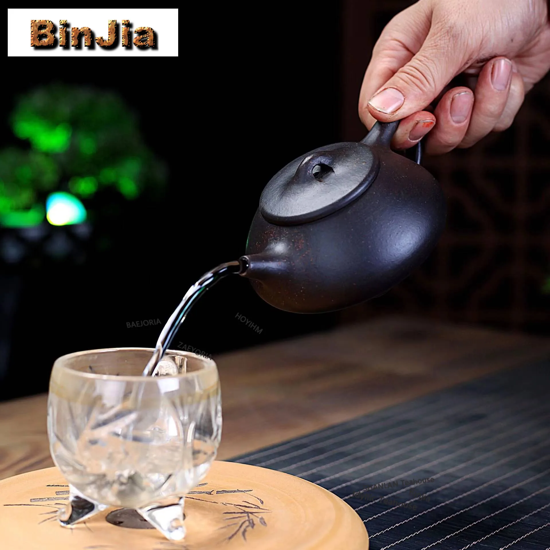 

230ml Aesthetic Yixing Purple Clay Teapots Handmade Stone Scoop Pot Raw Ore Black Gold Mud Kettle Zisha Tea Set Drinkware Craft