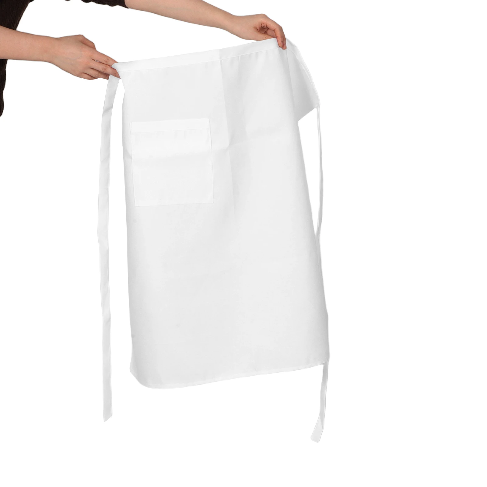 

Universal Unisex Bistro Apron White Half Body Chef Servers Grilling Bbq Cooking Wrap Around Waist Single Pocket