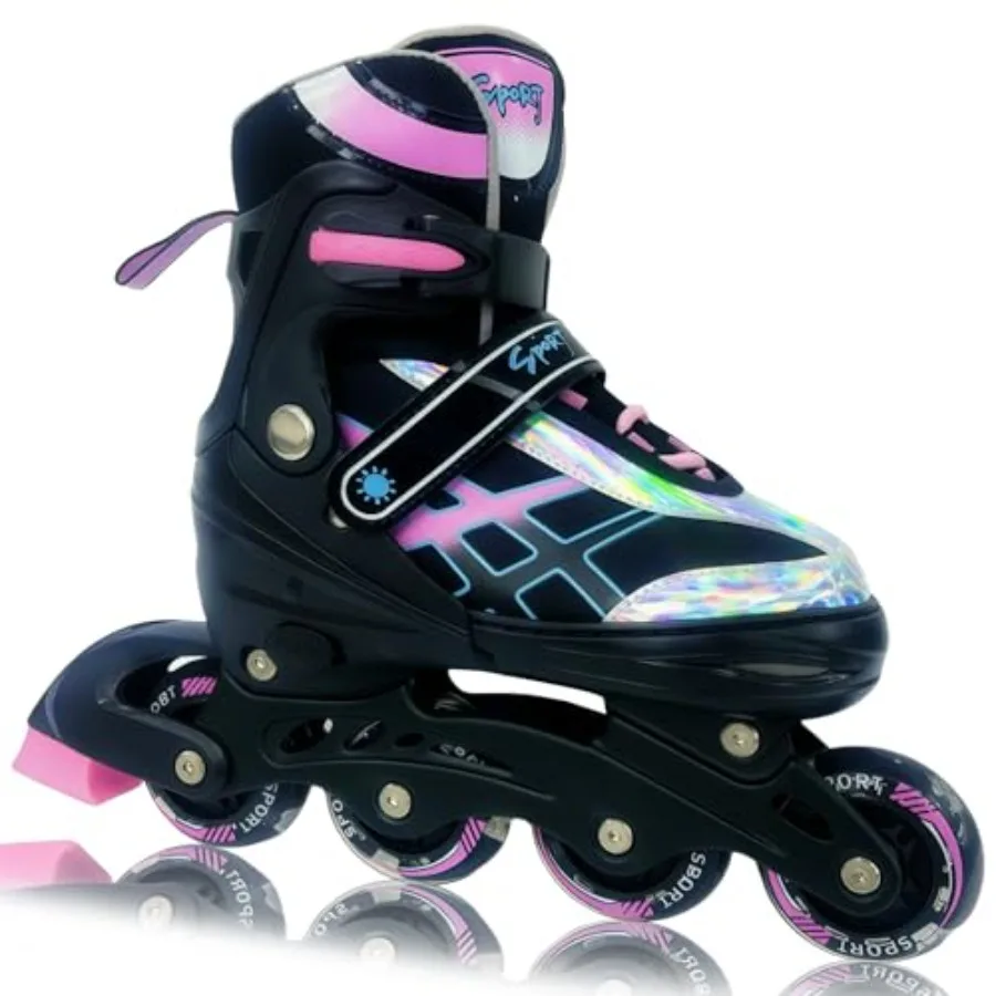 

Adjustable Inline Skates for and Teens Ages 4-16, All 8 Wheels of Inline Roller Skates Light Up, Safe and Fun Illuminating for