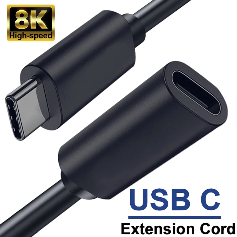 USB C Data Cables 60W Type-C Extension Cord Type-c Male To Female 3A Extension Cable Gold-plated Extensor Charger Wire Connector