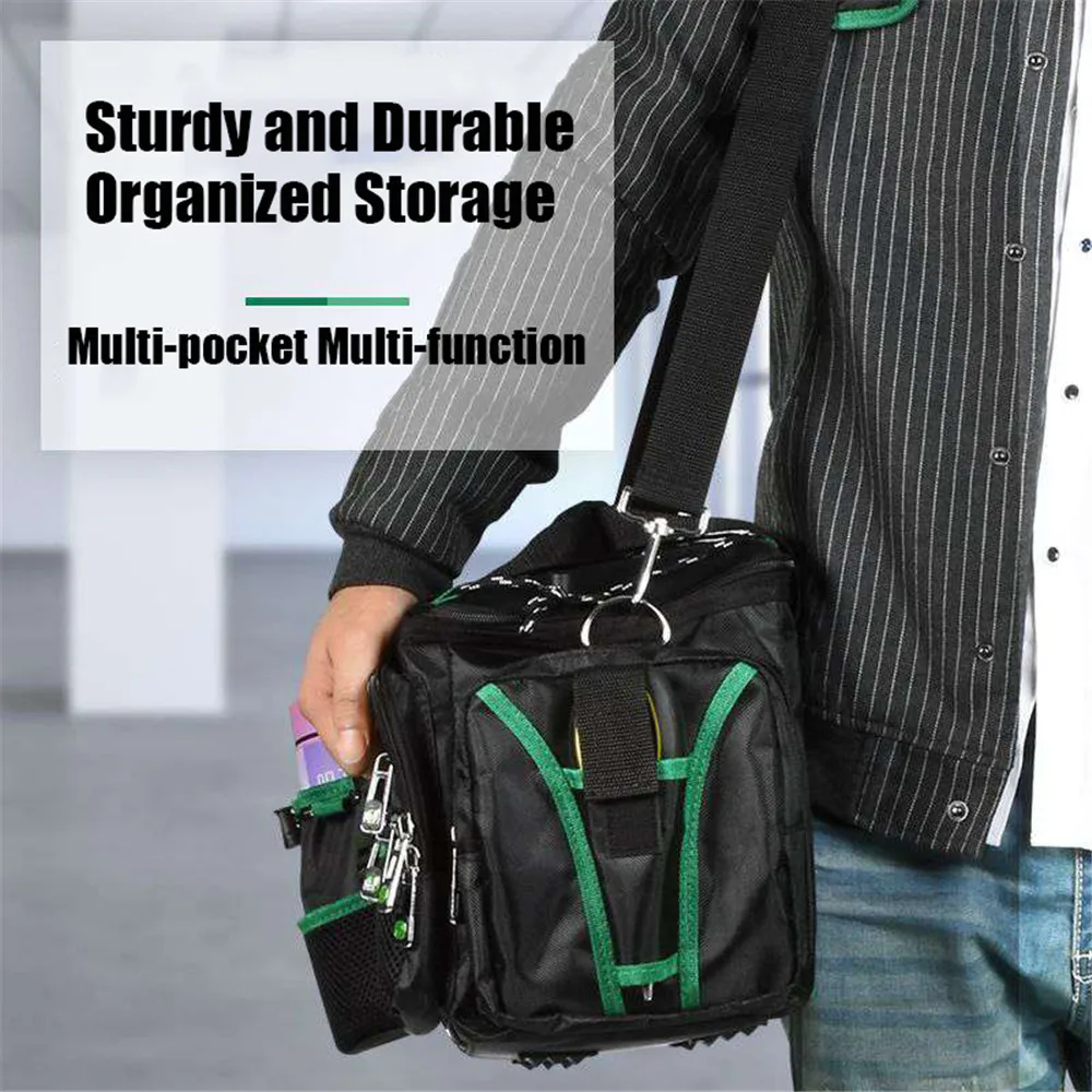 Heavy Duty Multifunctional Tool Bag Large Wear Resistant Capacity Multi-pocket Adjustable Strap Tool Organizer for Electrician